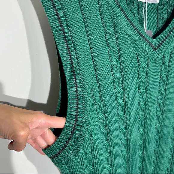 Coofandy V Neck Sleeveless Knitted Pullover Vest Sweater Green Size XL - Picture 6 of 10